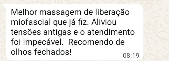 Depoimento de cliente sobre massagem de liberação miofascial
